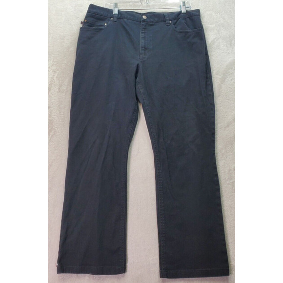 Ralph Lauren Capri Jeans Womens Size 16 Black Denim Cotton Pockets Wide Leg Logo - Picture 1 of 9